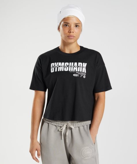 Women's Gymshark GS10 Year Midi Cropped Tops Black | NZ 4PTVLQ